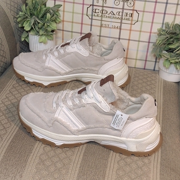 NEW! Coach C143 Runner Shearling, Leather & Suede